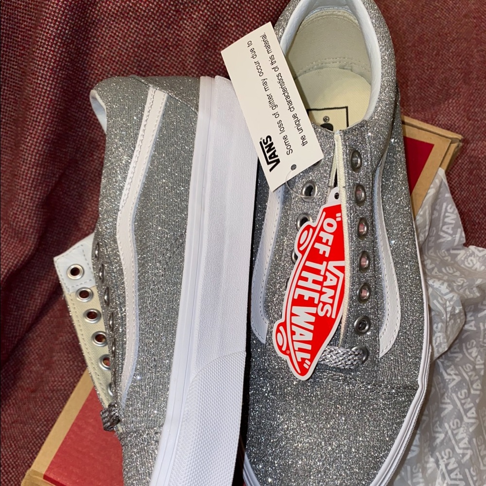 Old Skool Lurex Glitter Silver/True white